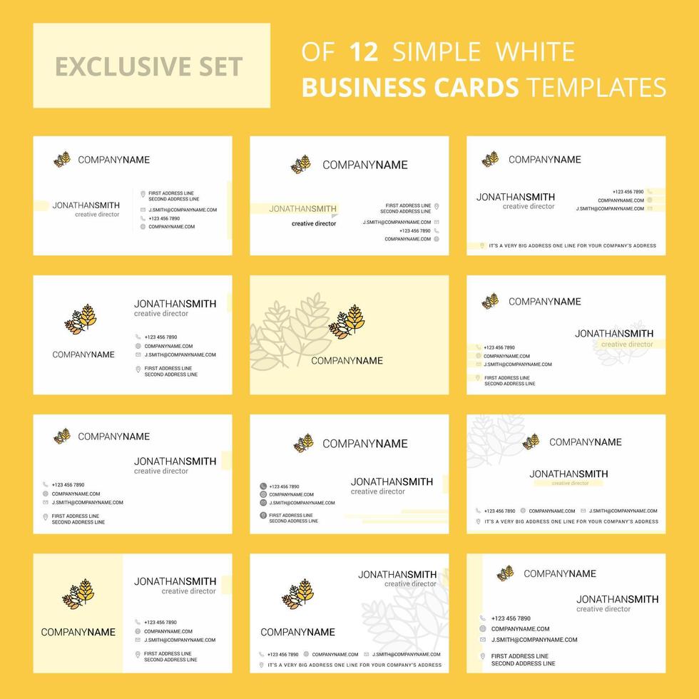 Set of 12 Wheat Creative Busienss Card Template Editable Creative logo and Visiting card background vector
