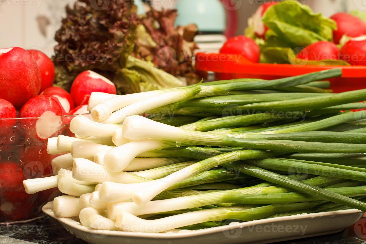 Fresh vegetables in kitchen photo