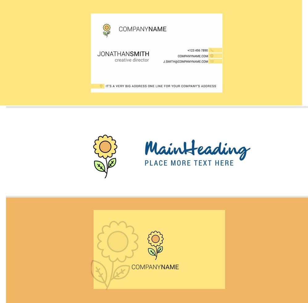 Beautiful Flower Logo and business card vertical Design Vector