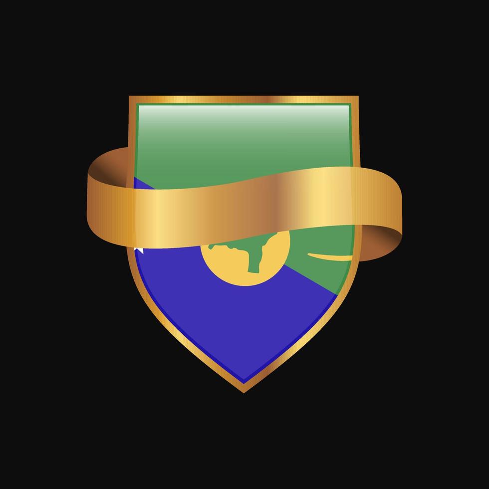 Christmas island flag Golden badge design vector