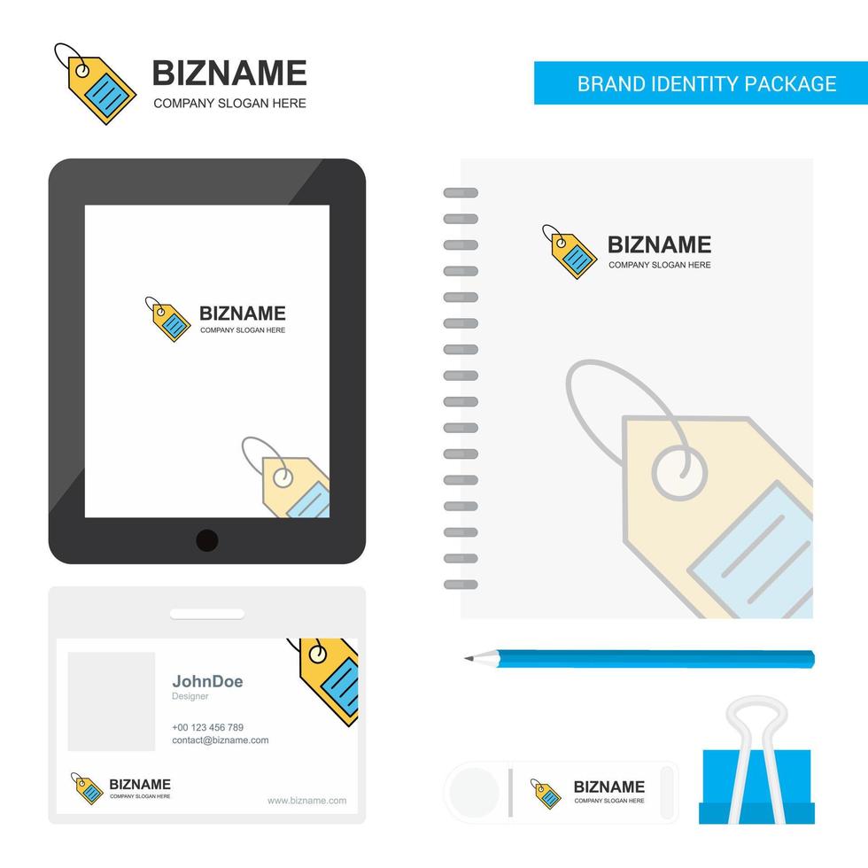 Sale tag Business Logo Tab App Diary PVC Employee Card and USB Brand Stationary Package Design Vector Template