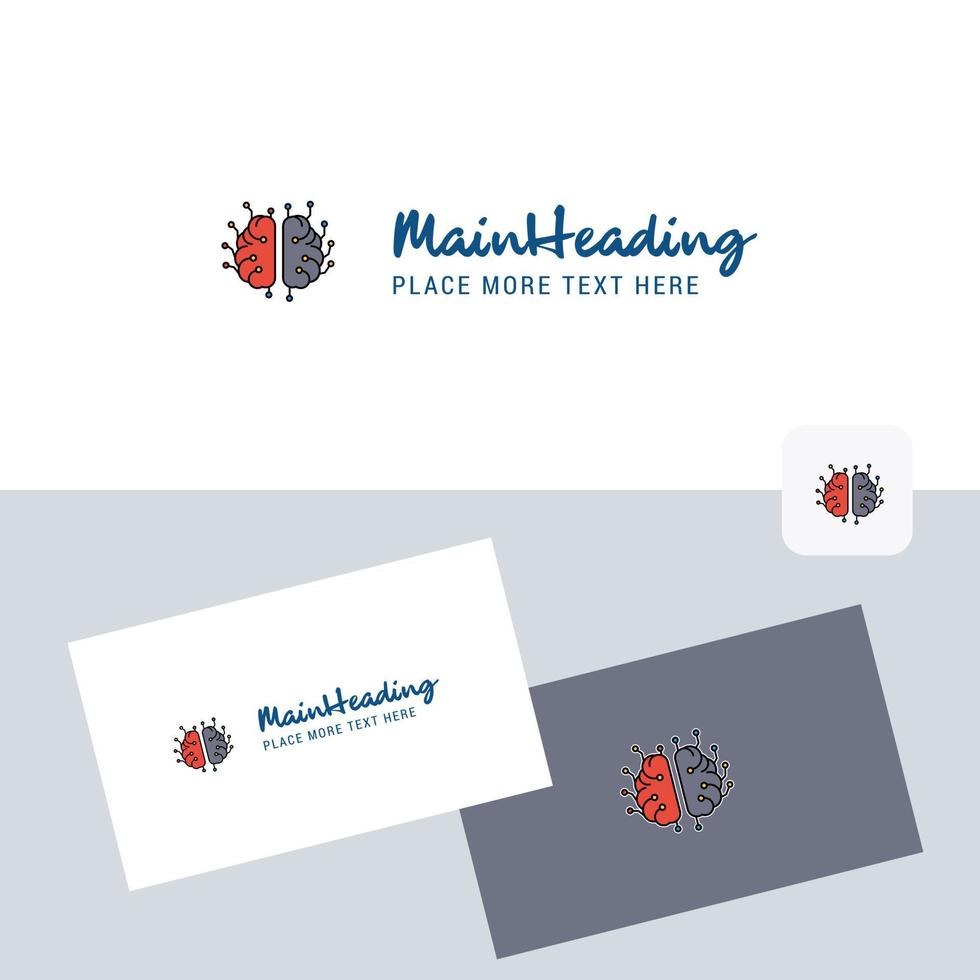 Brain processor vector logotype with business card template Elegant corporate identity Vector