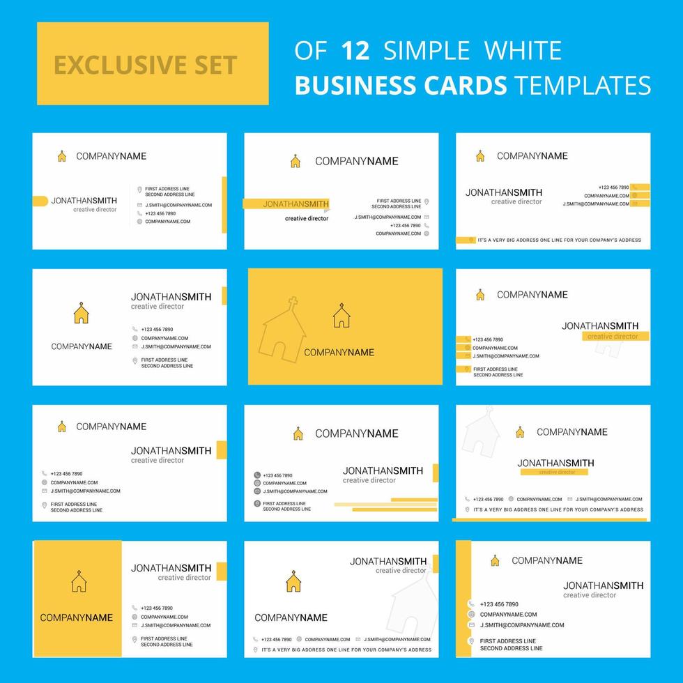 Set of 12 Church Creative Busienss Card Template Editable Creative logo and Visiting card background vector