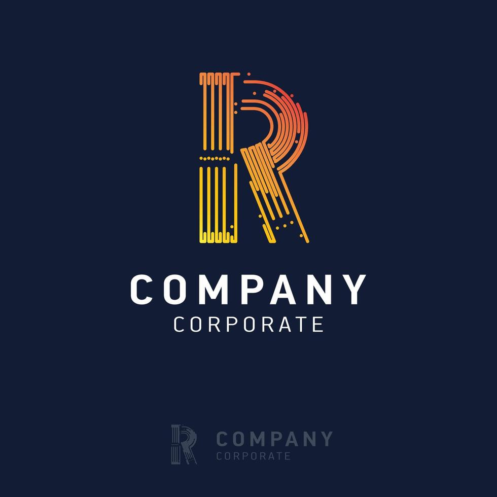 R company logo design with visiting card vector