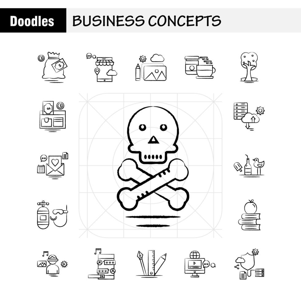 Business Concepts Hand Drawn Icons Set For Infographics Mobile UXUI Kit And Print Design Include Laptop Computer Email Message Website Setting Website Internet Collection Modern Infographic vector