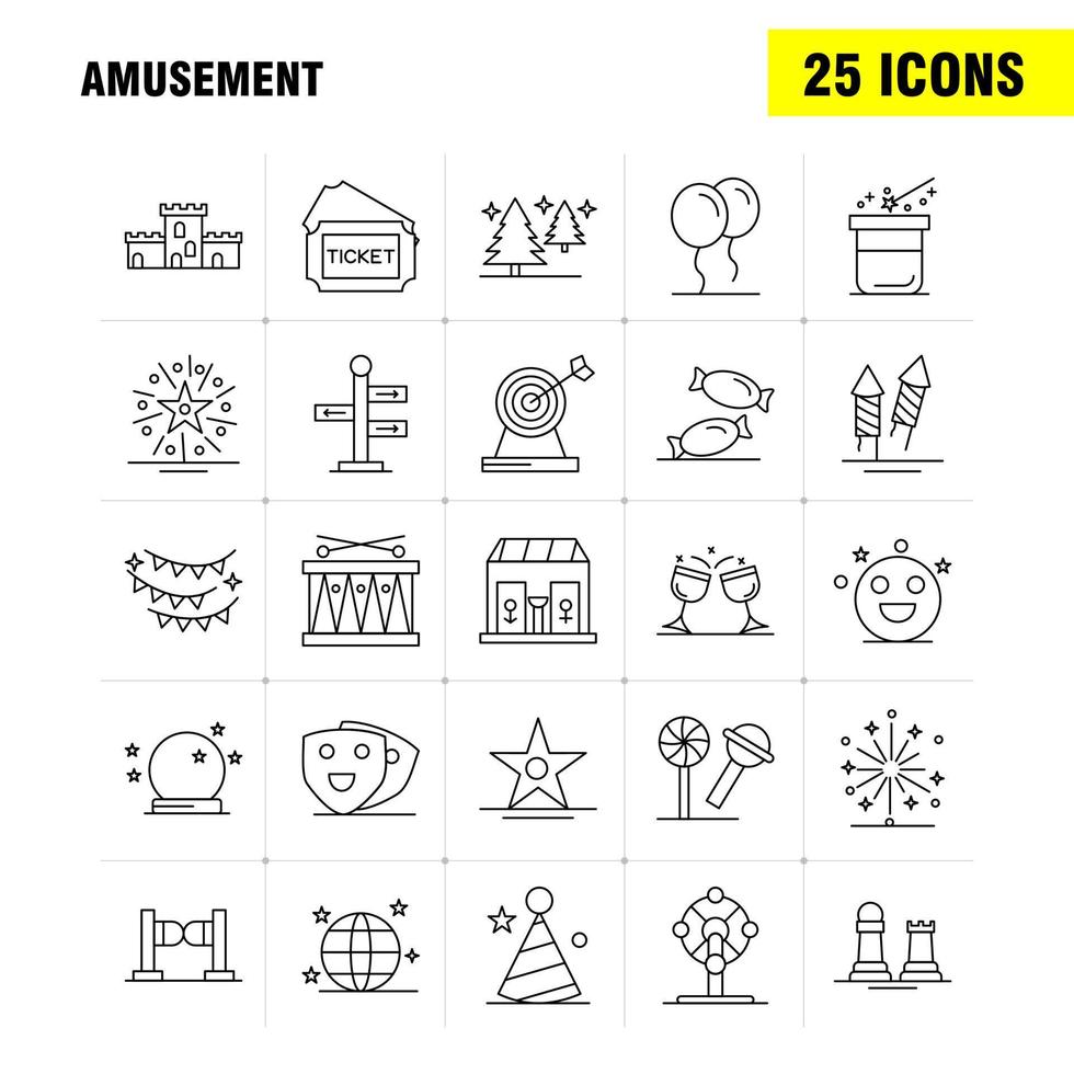 Amusement Line Icon for Web Print and Mobile UXUI Kit Such as Comedy Drama Entertainment Theater Emojis Carnival Circus Magic Pictogram Pack Vector