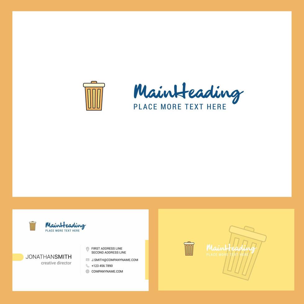 Dustbin Logo design with Tagline Front and Back Busienss Card Template Vector Creative Design