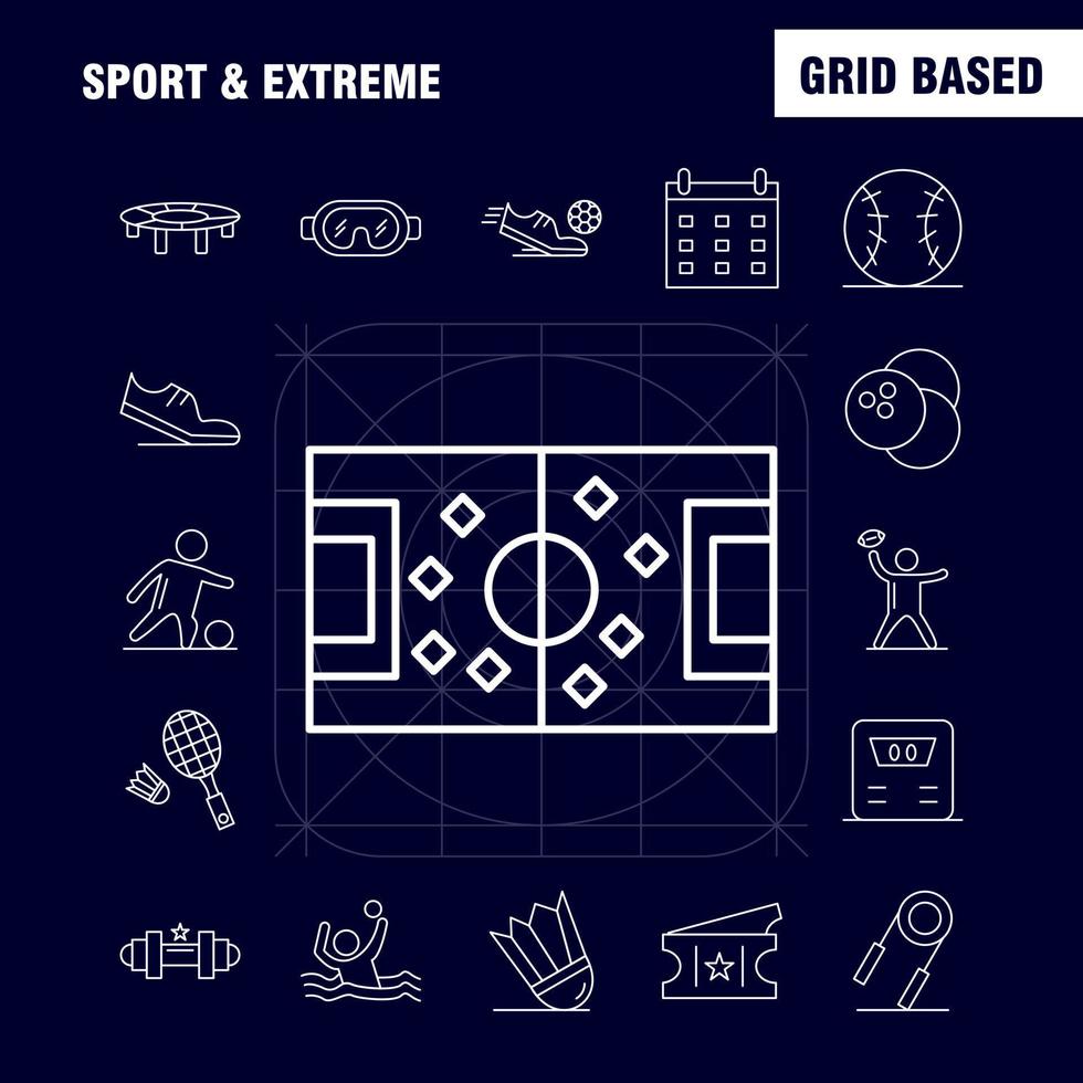 Sport And Extreme Line Icons Set For Infographics Mobile UXUI Kit And Print Design Include Football Ball Net Sport Football Game Sport Football Icon Set Vector