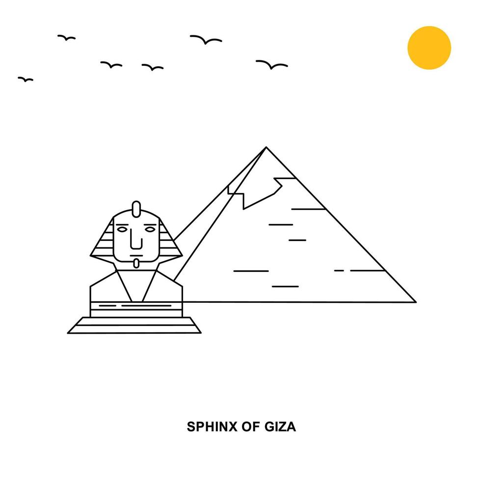 SPHINX OF GIZA Monument World Travel Natural illustration Background in Line Style vector