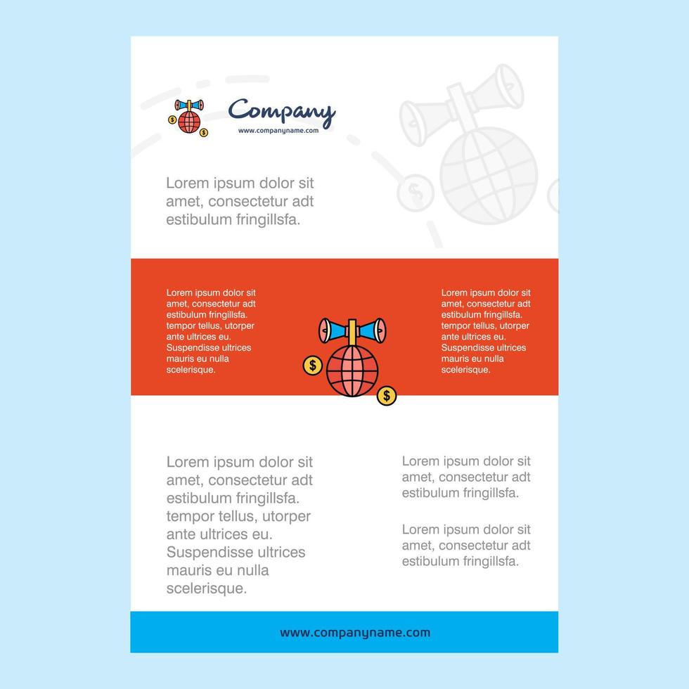 Template layout for Globe comany profile annual report presentations leaflet Brochure Vector Background