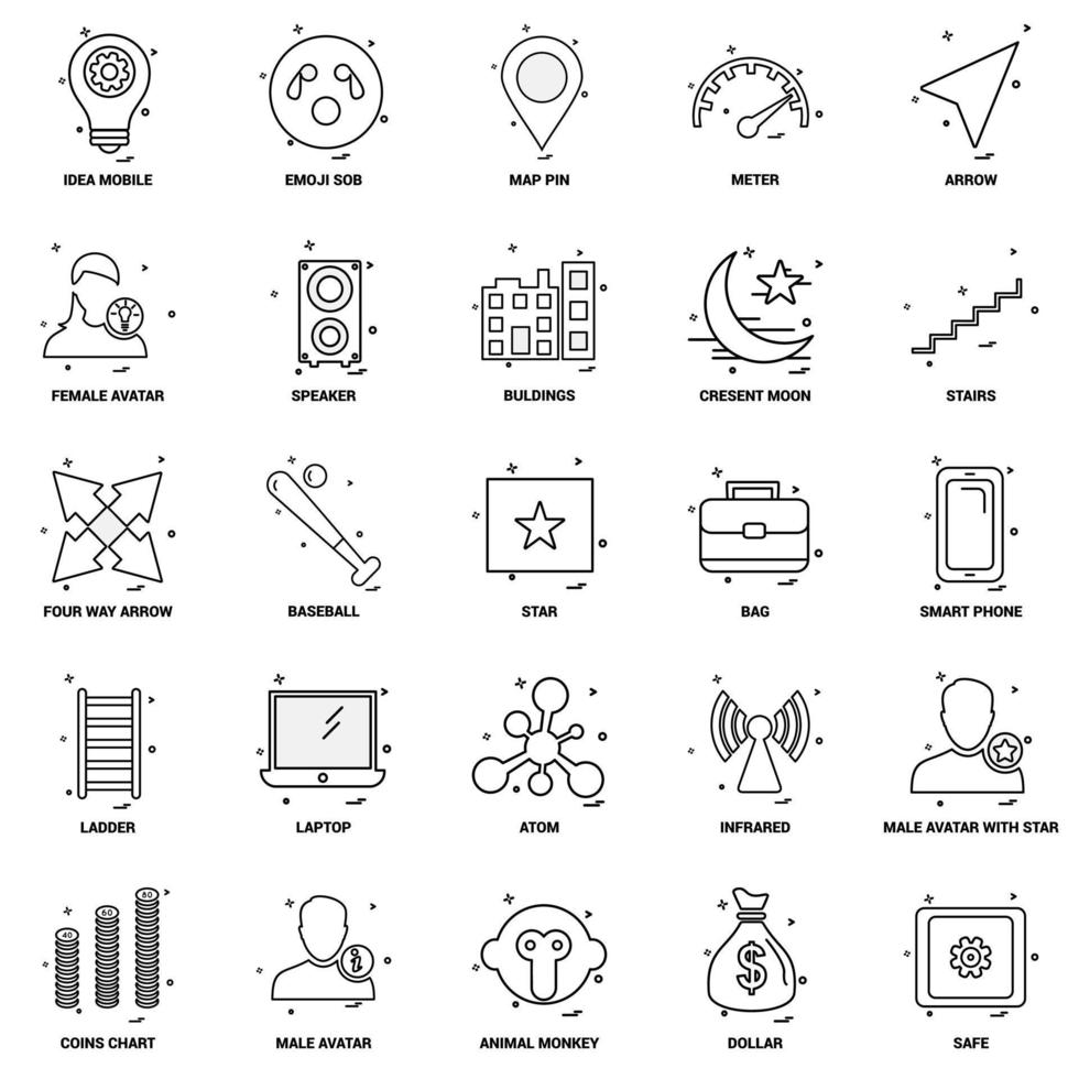 25 Business Concept Mix Line Icon set vector