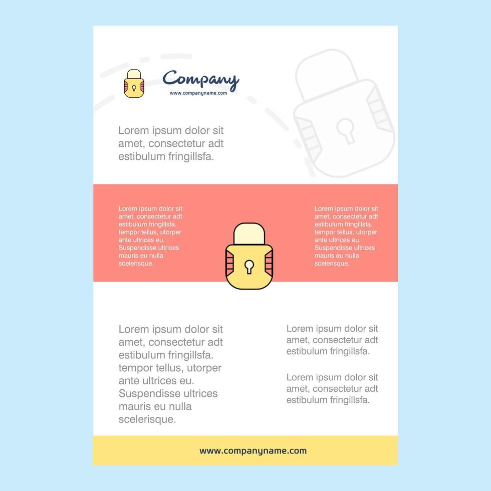 Template layout for Locked comany profile annual report presentations leaflet Brochure Vector Background