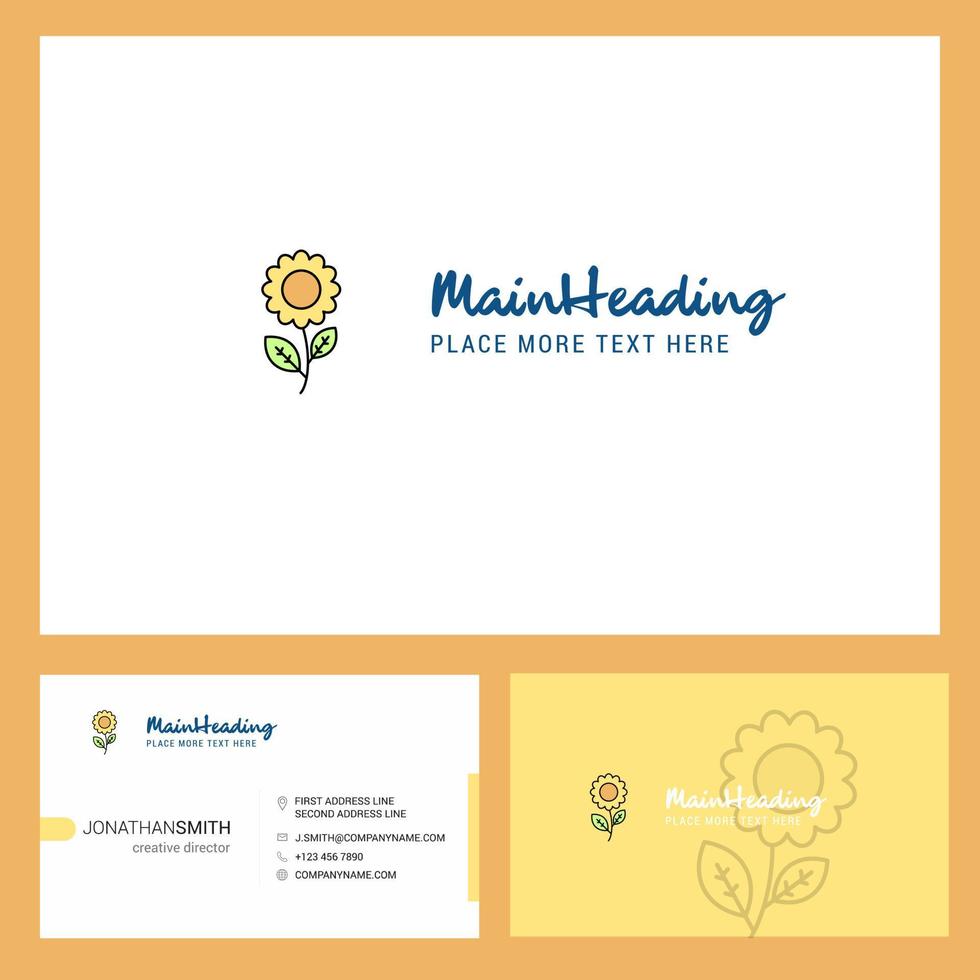 Flower Logo design with Tagline Front and Back Busienss Card Template Vector Creative Design