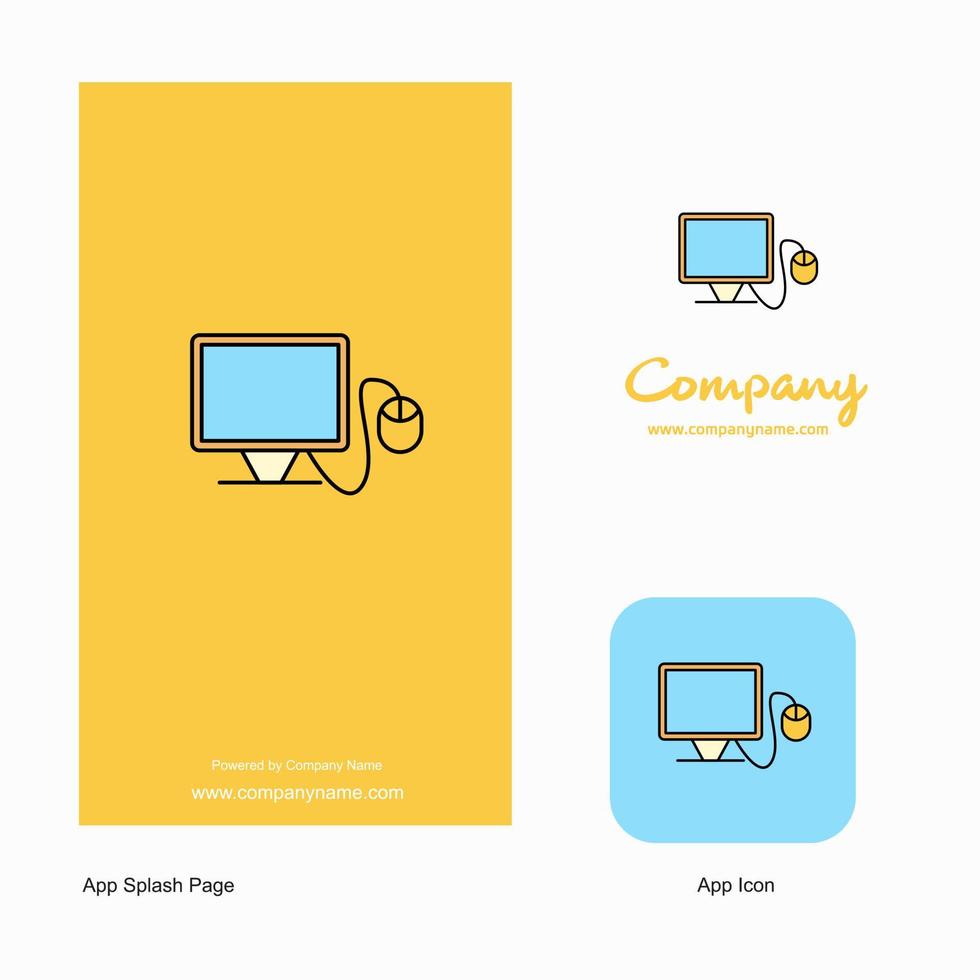 el icono de la aplicación del logotipo de la empresa informática y el diseño de la página de bienvenida elementos de diseño de la aplicación empresarial creativa vector