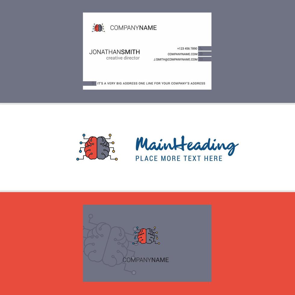 Beautiful Brain Logo and business card vertical Design Vector