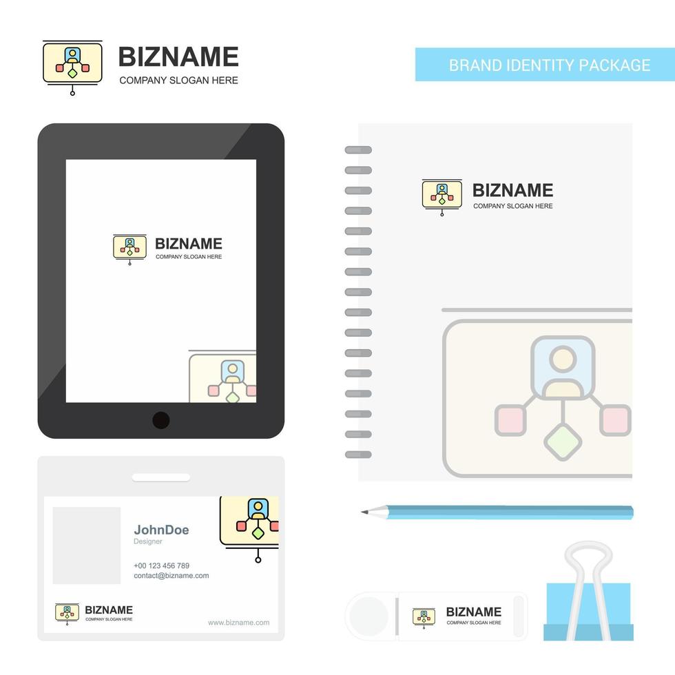 Presentation Business Logo Tab App Diary PVC Employee Card and USB Brand Stationary Package Design Vector Template