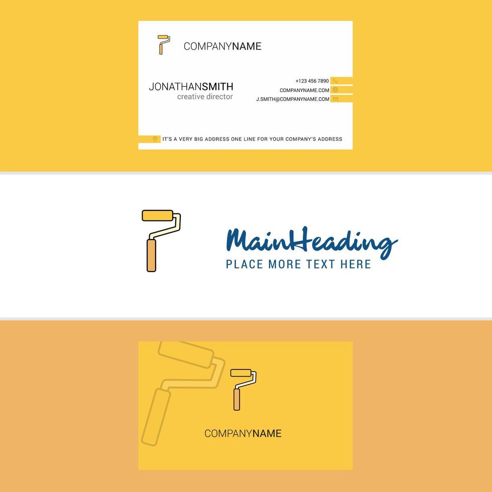 Beautiful Paint roller Logo and business card vertical Design Vector