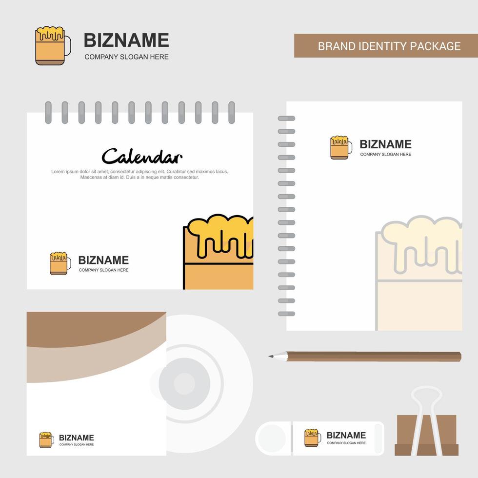 Beer Logo Calendar Template CD Cover Diary and USB Brand Stationary Package Design Vector Template