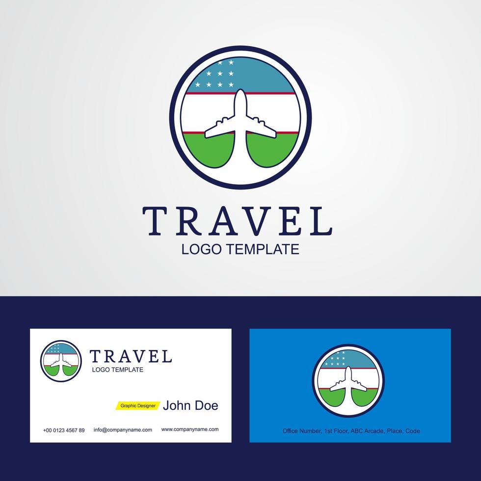 Travel Uzbekistan Creative Circle flag Logo and Business card design vector