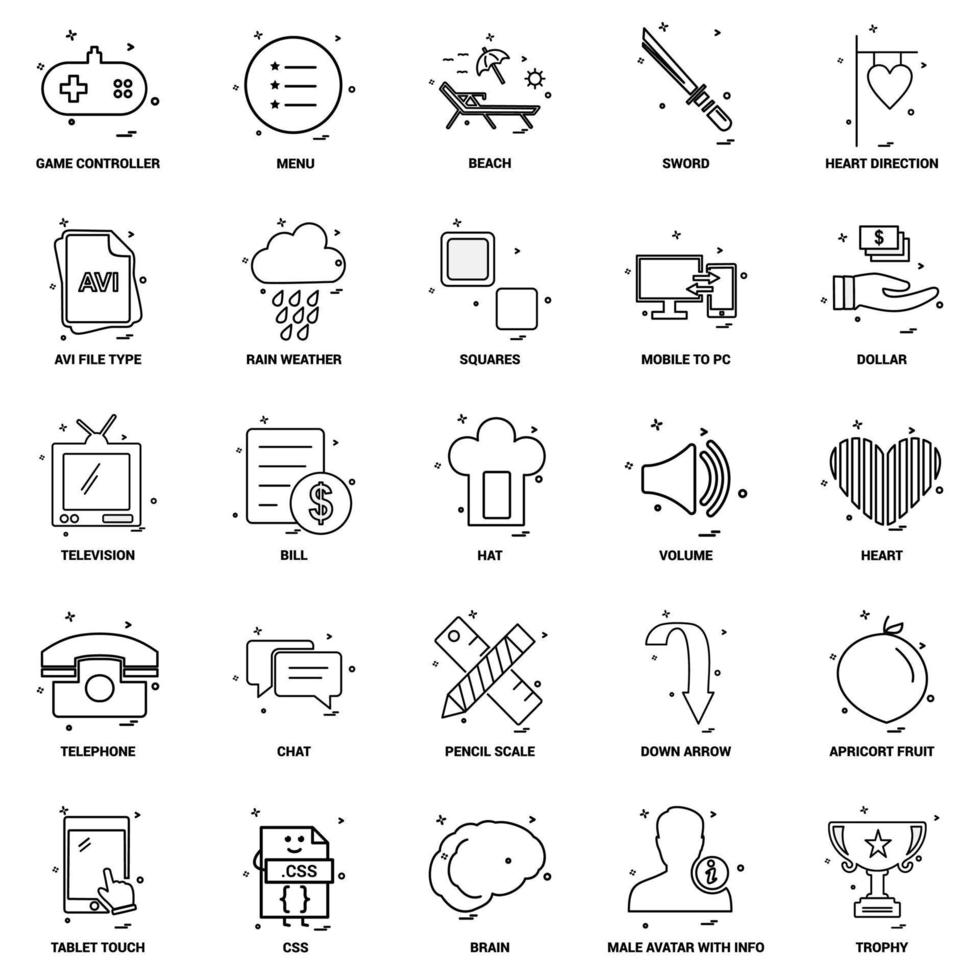 25 Business Concept Mix Line Icon set vector