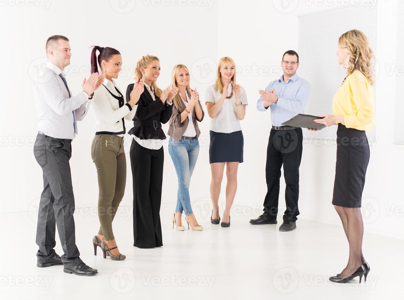 Businesswoman Demonstrating Plan of work photo