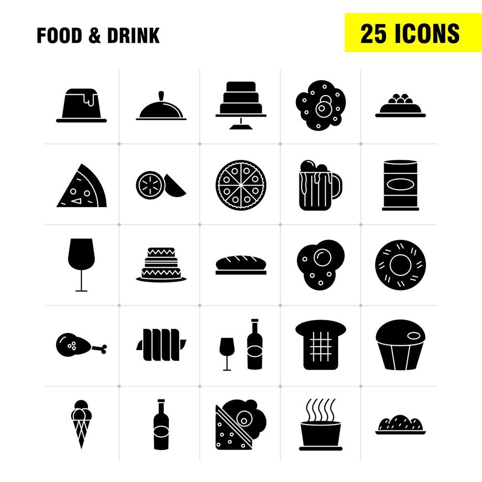 icono de glifo sólido de comida y bebida para impresión web y kit de uxui móvil como kiwi comida comer panadería pan comida pastel media pictograma paquete vector