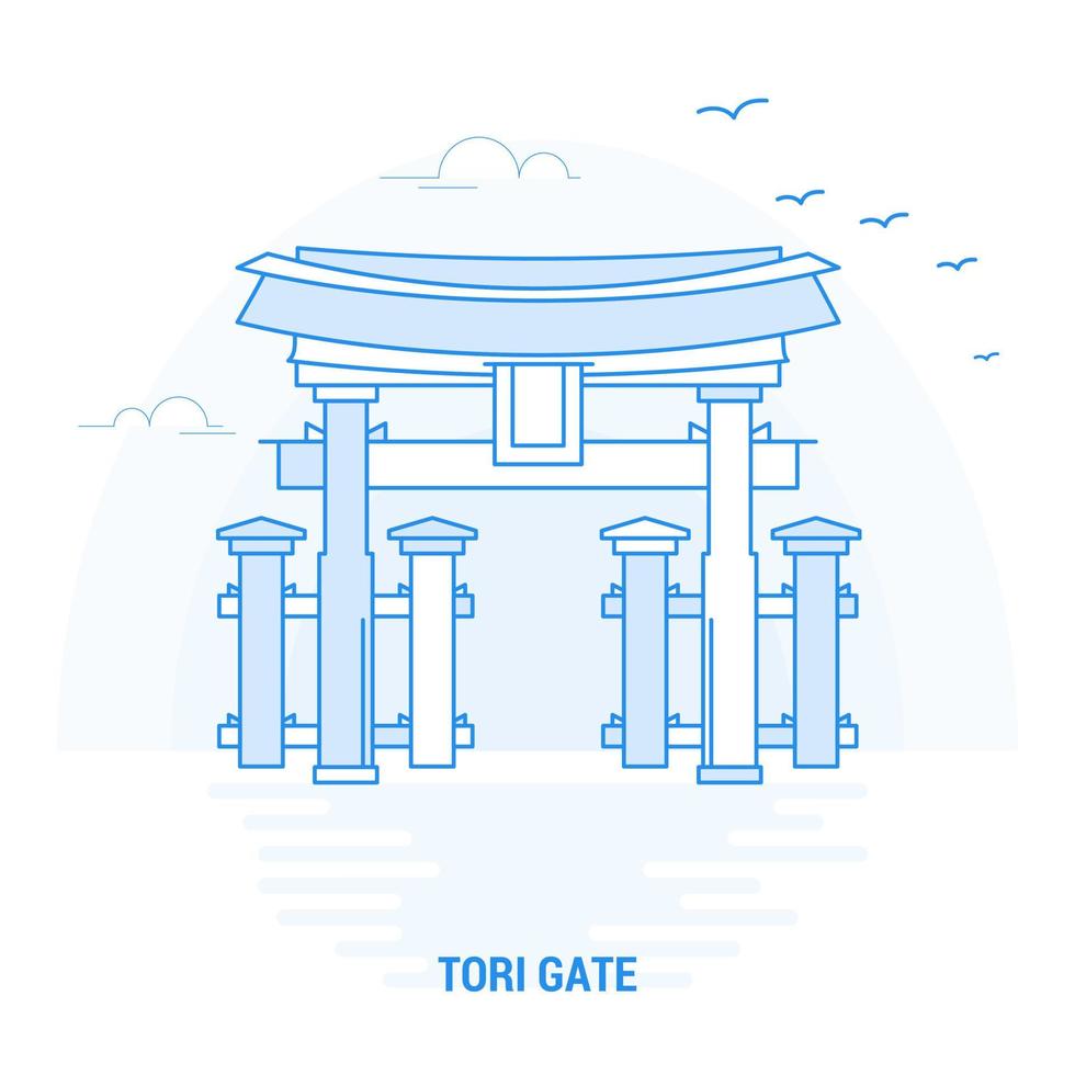 TORI GATE Blue Landmark Creative background and Poster Template vector