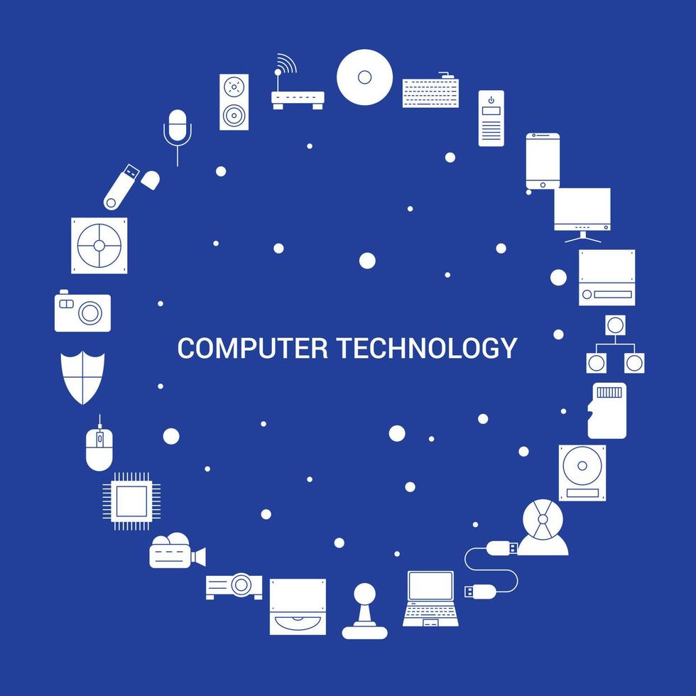 Computer Technology Icon Set Infographic Vector Template