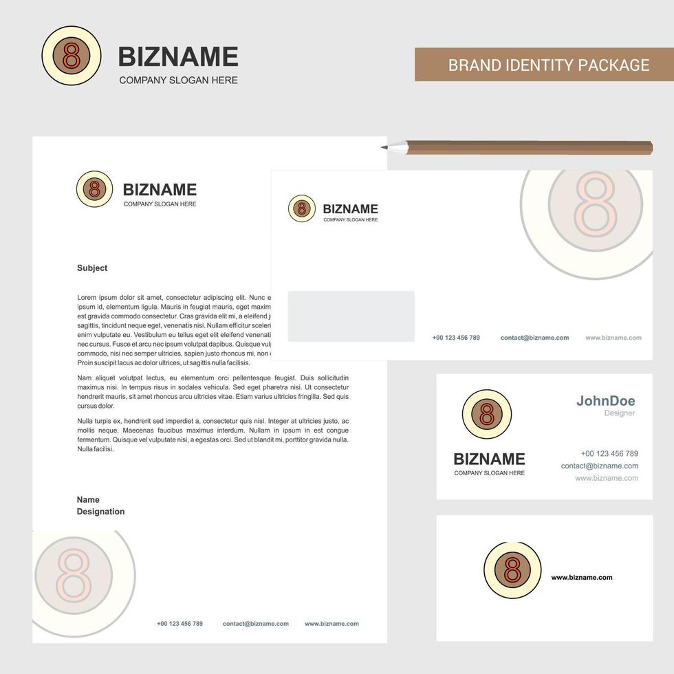 Snooker ball Business Letterhead Envelope and visiting Card Design vector template