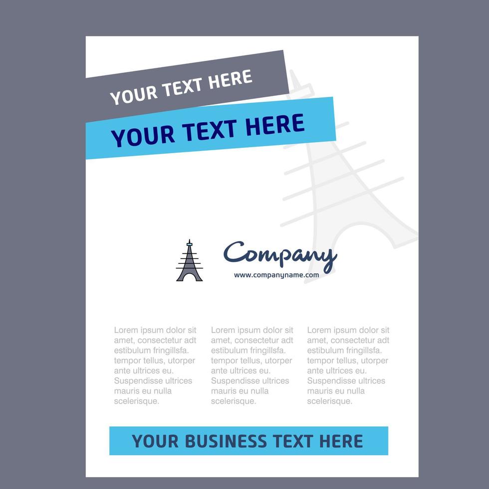 Eiffel tower Title Page Design for Company profile annual report presentations leaflet Brochure Vector Background