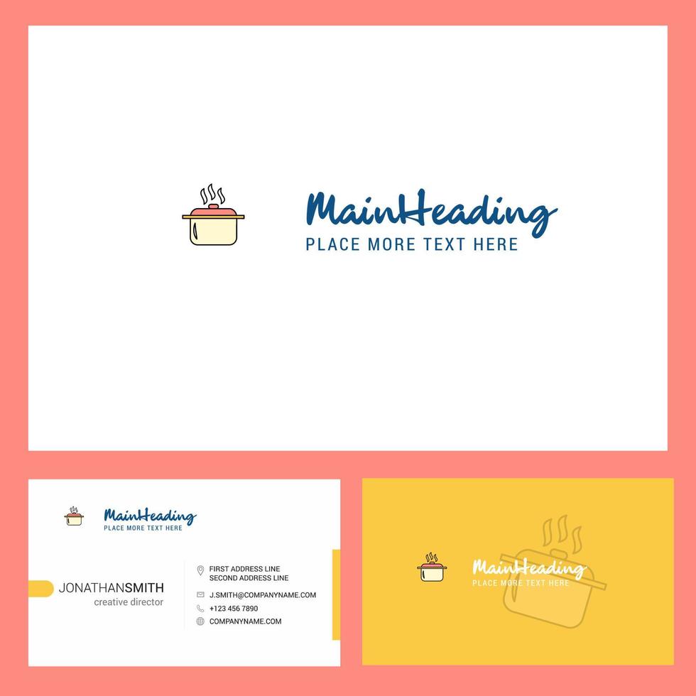 Cooking pot Logo design with Tagline Front and Back Busienss Card Template Vector Creative Design