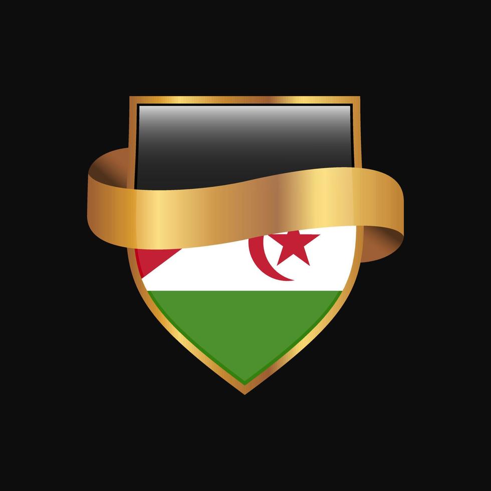 vector de diseño de insignia de oro de bandera de sahara occidental