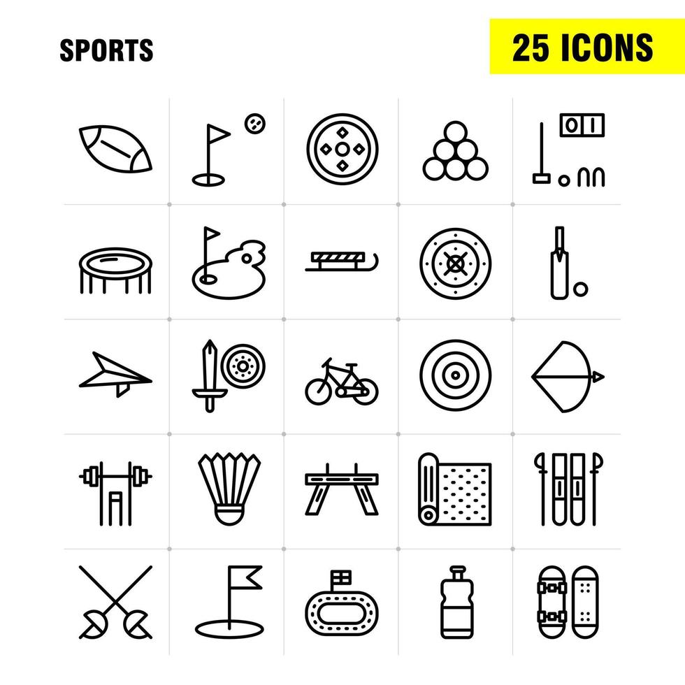 paquete de iconos de línea deportiva para diseñadores y desarrolladores vector