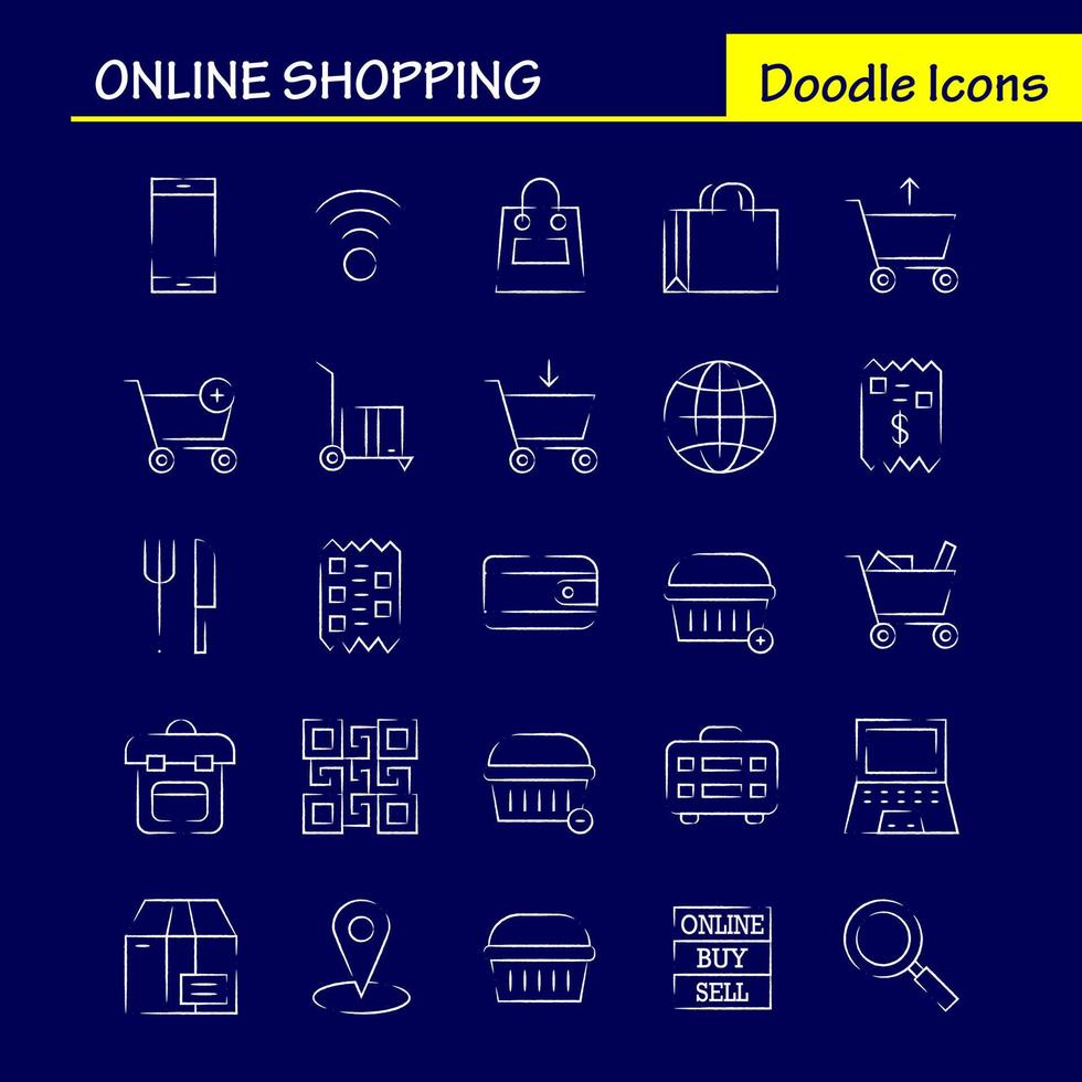 paquete de iconos dibujados a mano de compras para diseñadores y desarrolladores iconos de comprar venta en línea vender bolsa de compras vector lateral de compras