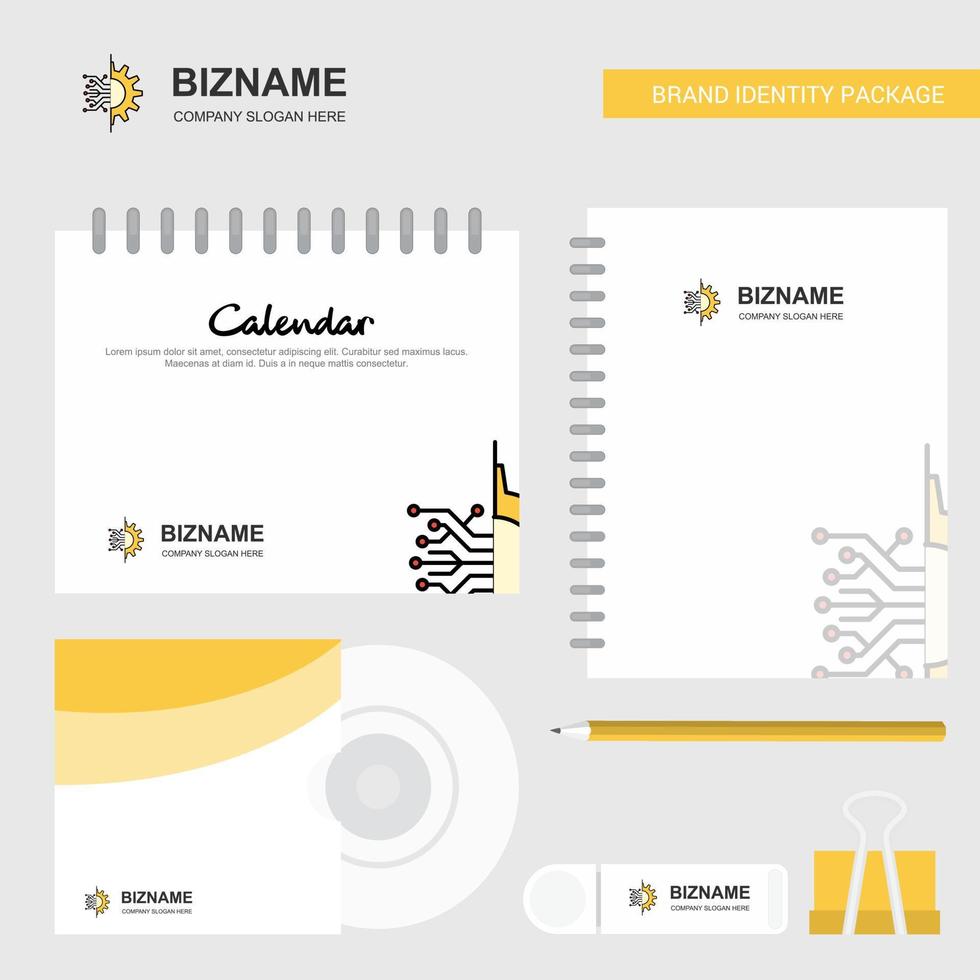 Setting Logo Calendar Template CD Cover Diary and USB Brand Stationary Package Design Vector Template