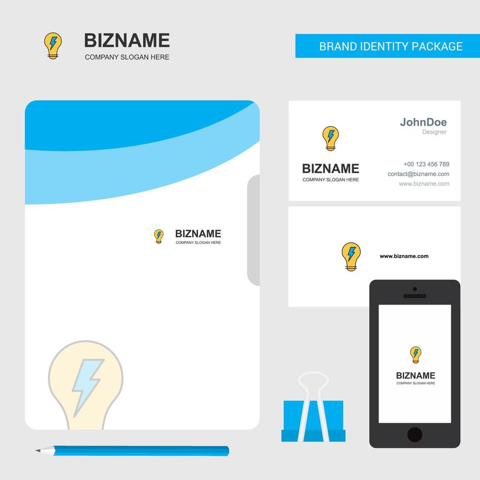 Bulb Business Logo File Cover Visiting Card and Mobile App Design Vector Illustration