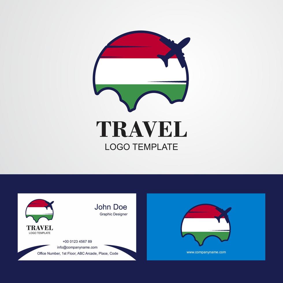 Travel Hungary Flag Logo and Visiting Card Design vector