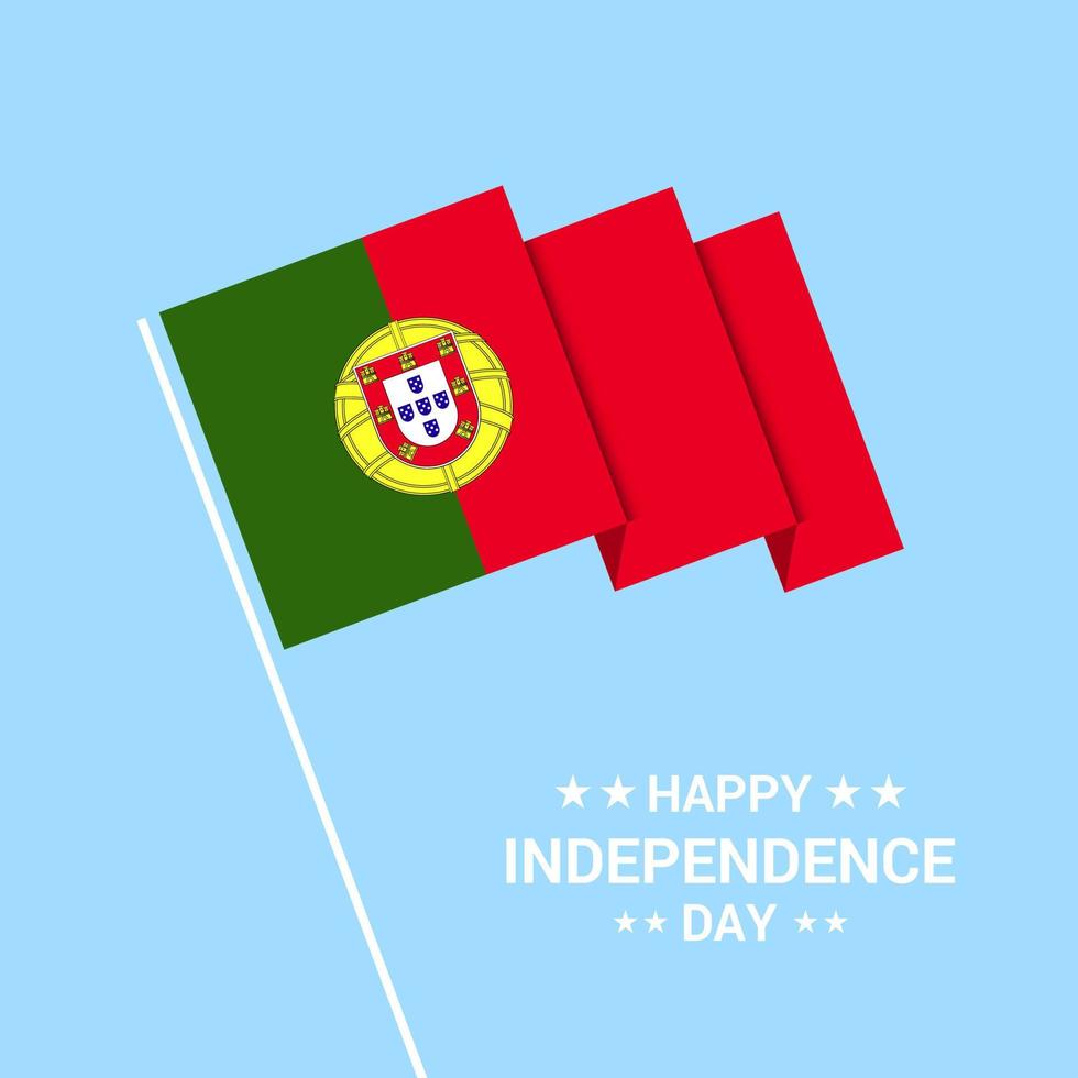 Portugal Independence day typographic design with flag vector