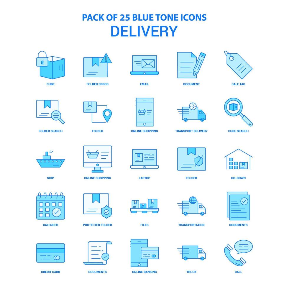 Delivery Blue Tone Icon Pack 25 Icon Sets vector