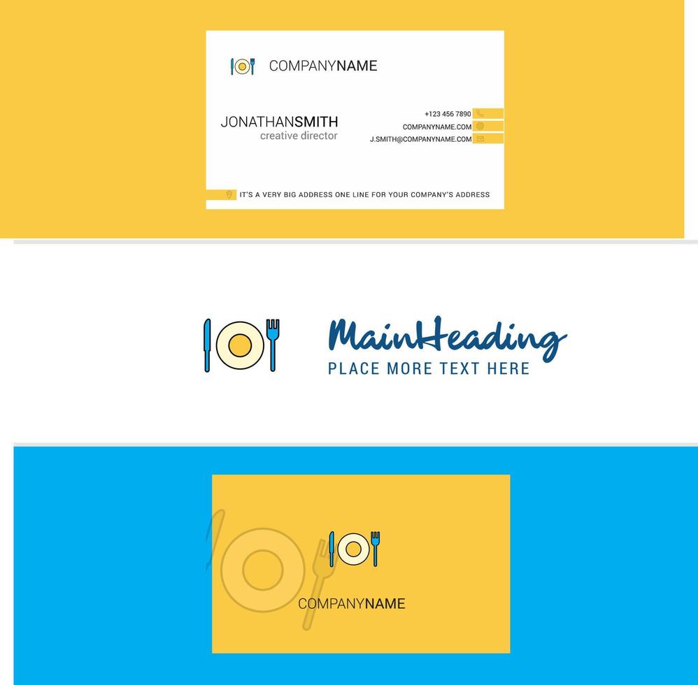 Beautiful Food Logo and business card vertical Design Vector