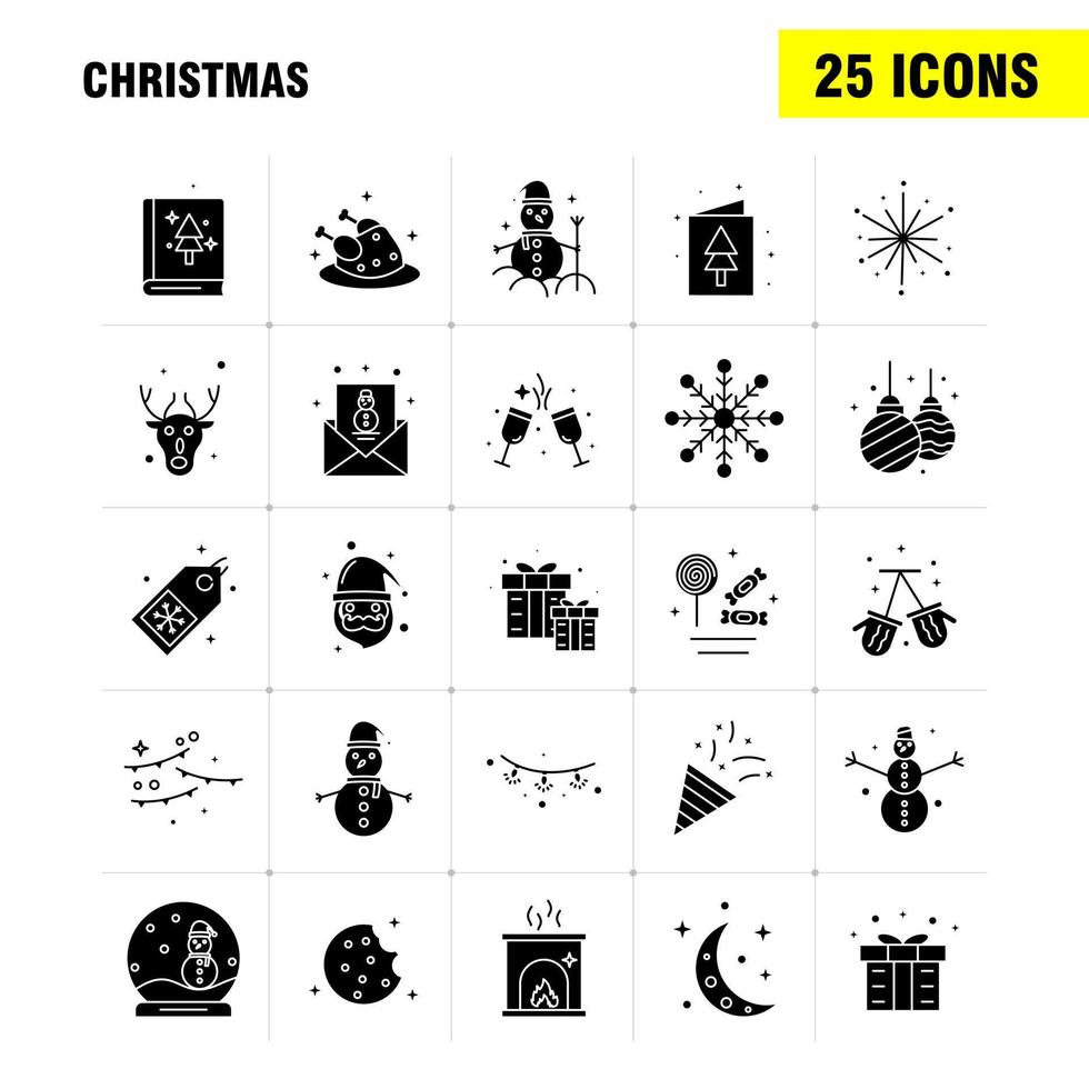 Christmas Solid Glyph Icons Set For Infographics Mobile UXUI Kit And Print Design Include Mobile Snowman Winters Christmas Socks Winters Stars Christmas Collection Modern Infographic Logo vector