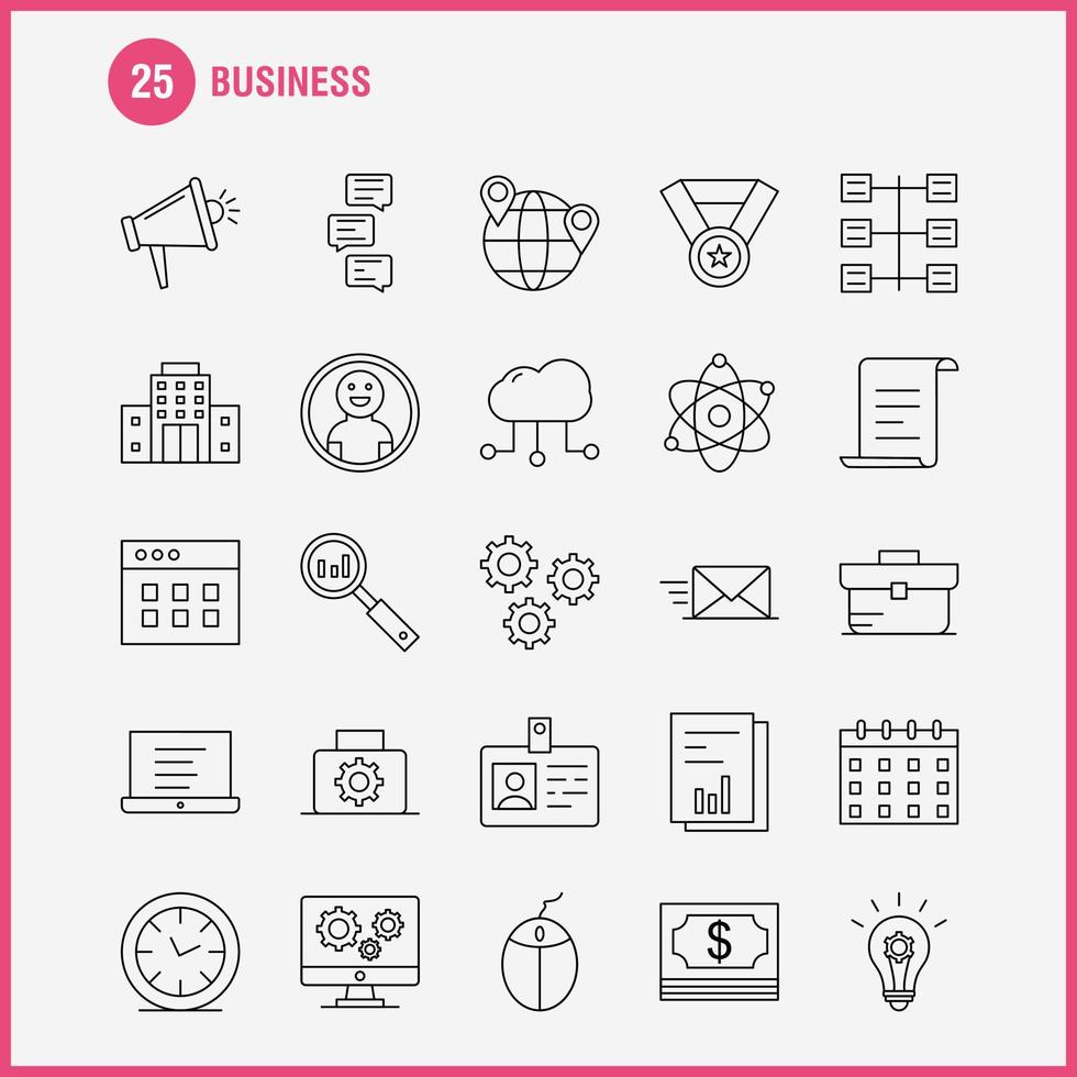 Business Line Icon for Web Print and Mobile UXUI Kit Such as Business Time Clock Timer File Work Business Document Pictogram Pack Vector