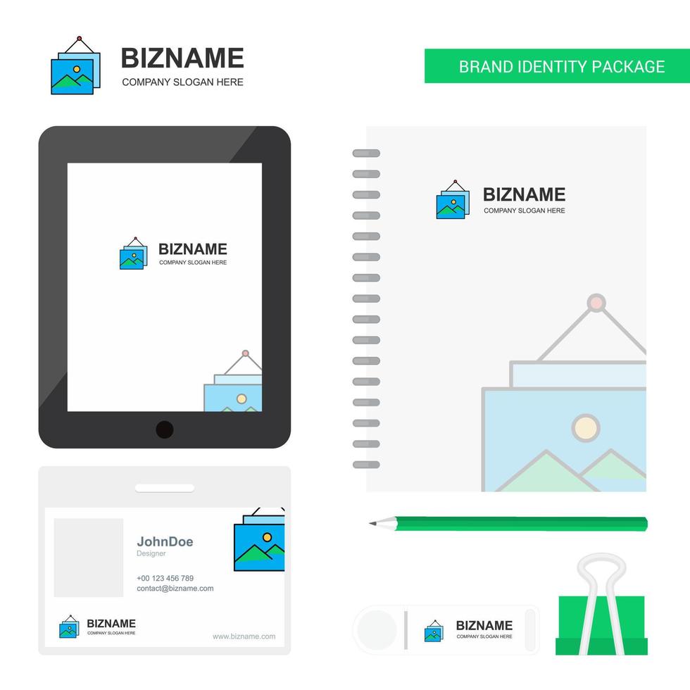 Image frame Business Logo Tab App Diary PVC Employee Card and USB Brand Stationary Package Design Vector Template