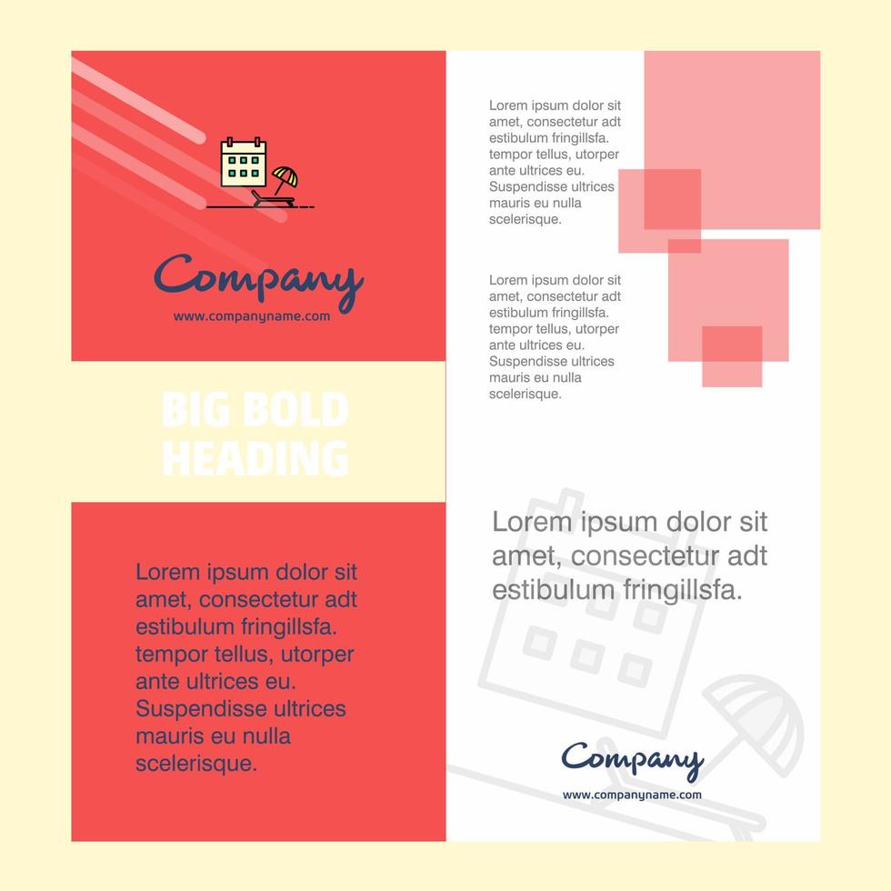 Beach Company Brochure Title Page Design Company profile annual report presentations leaflet Vector Background