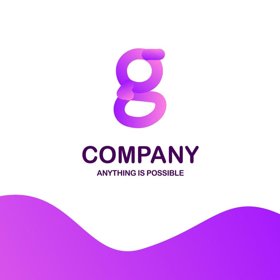 diseño de logotipo de empresa g con vector de tema púrpura