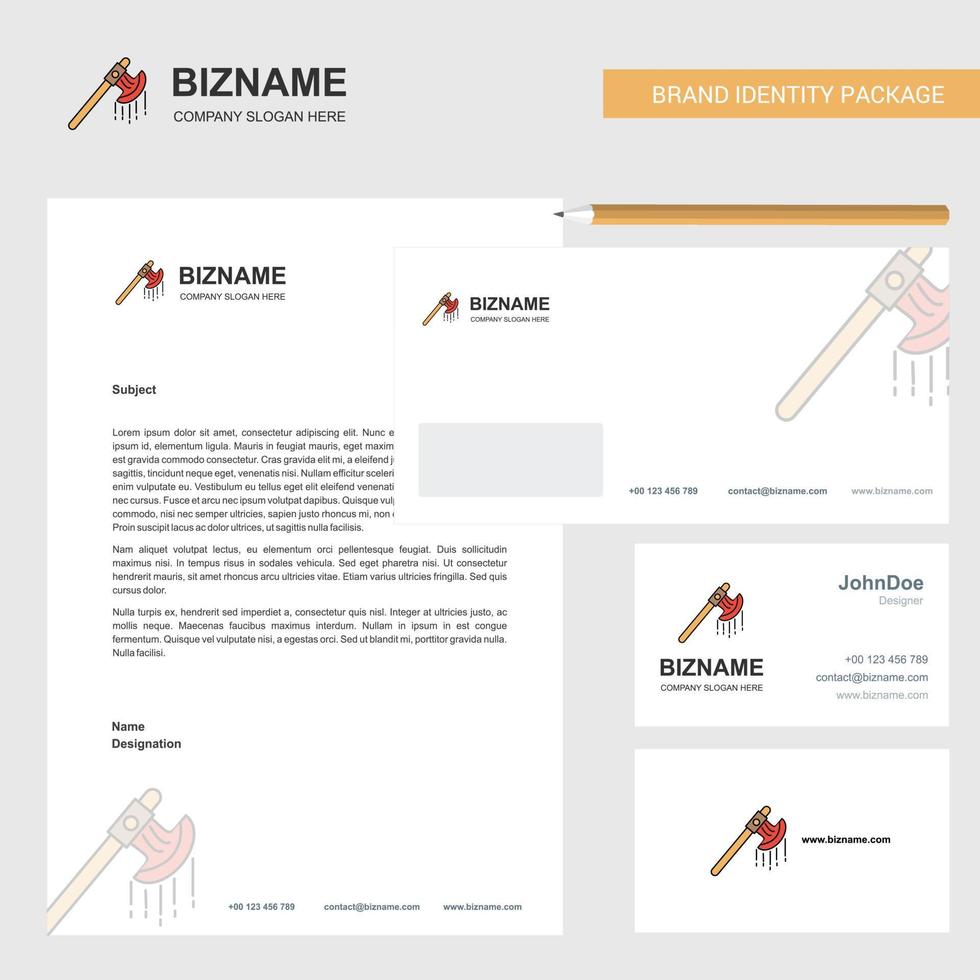 Bloody axe Business Letterhead Envelope and visiting Card Design vector template