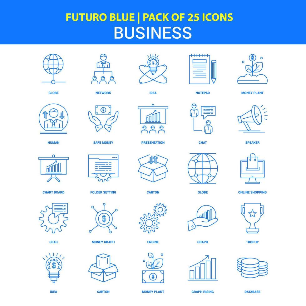 Business Icons Futuro Blue 25 Icon pack vector
