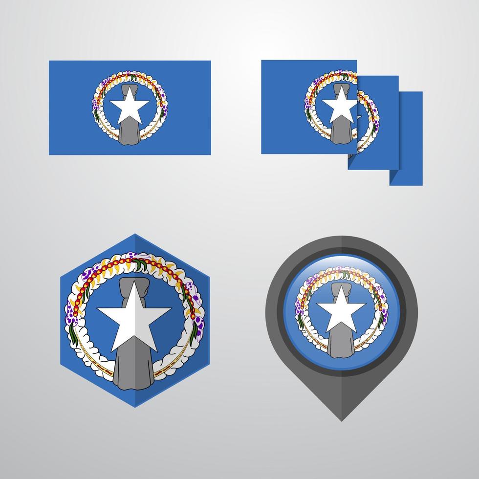 Northern Mariana Islands flag design set vector
