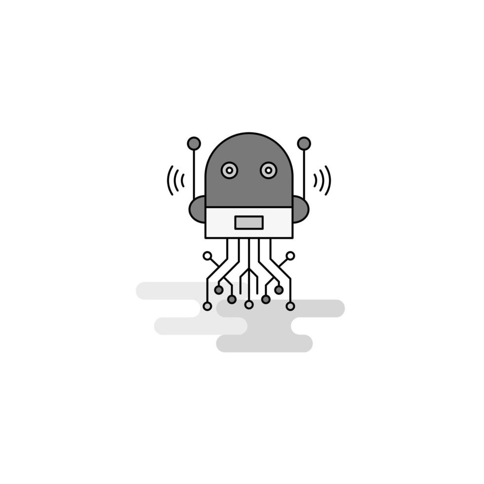 vector de icono gris lleno de línea plana de icono web de robótica