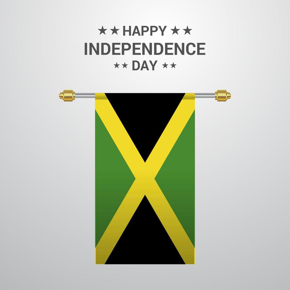 Jamaica Independence day hanging flag background vector